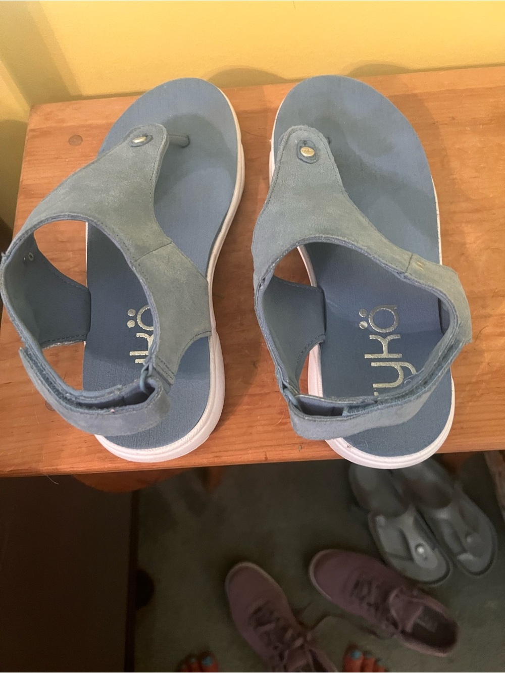 Ryka Blue Suede Toe-Post Sandals